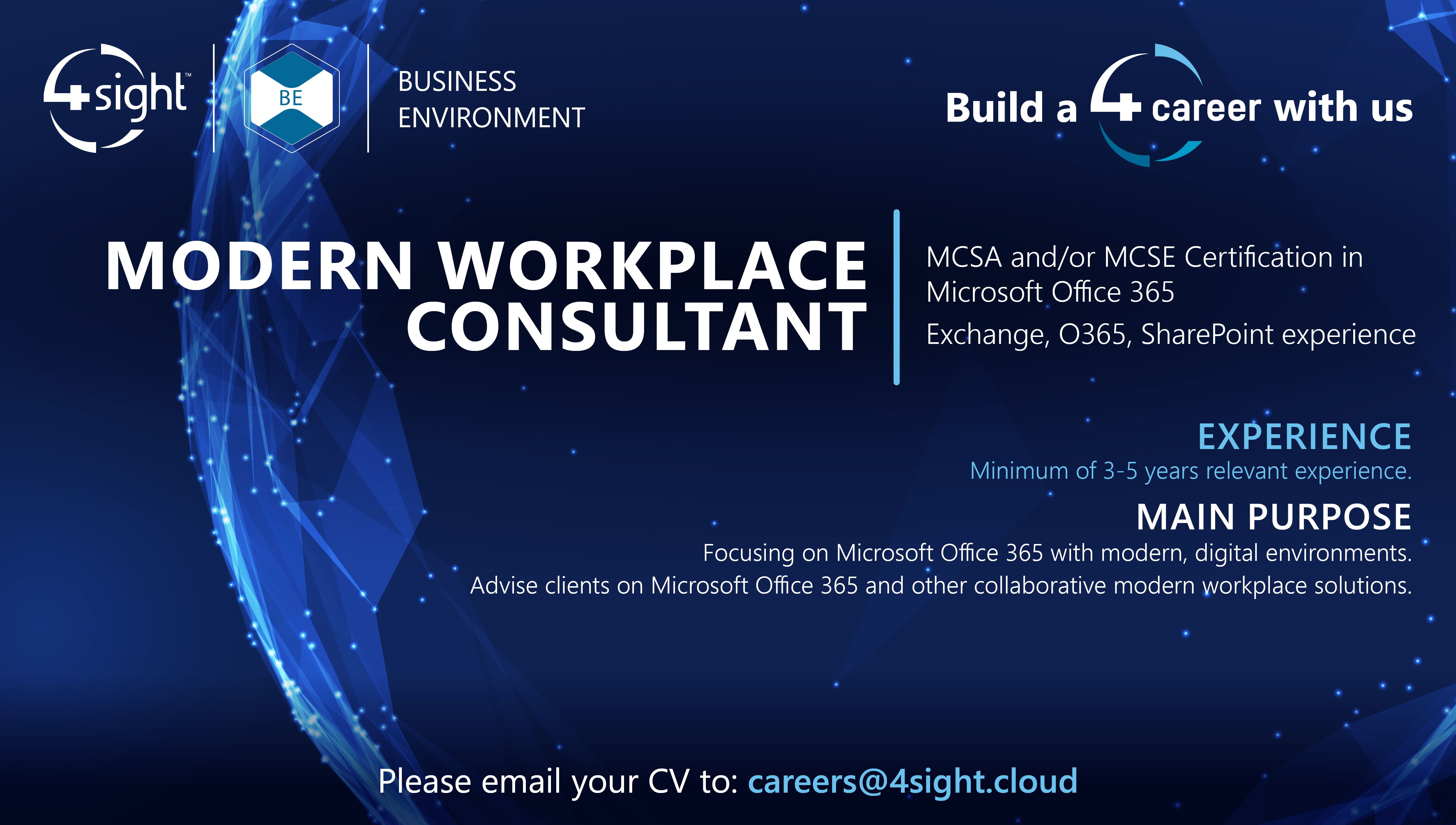 4Sight BE Modern Workplace Consultant Job Ad May2023