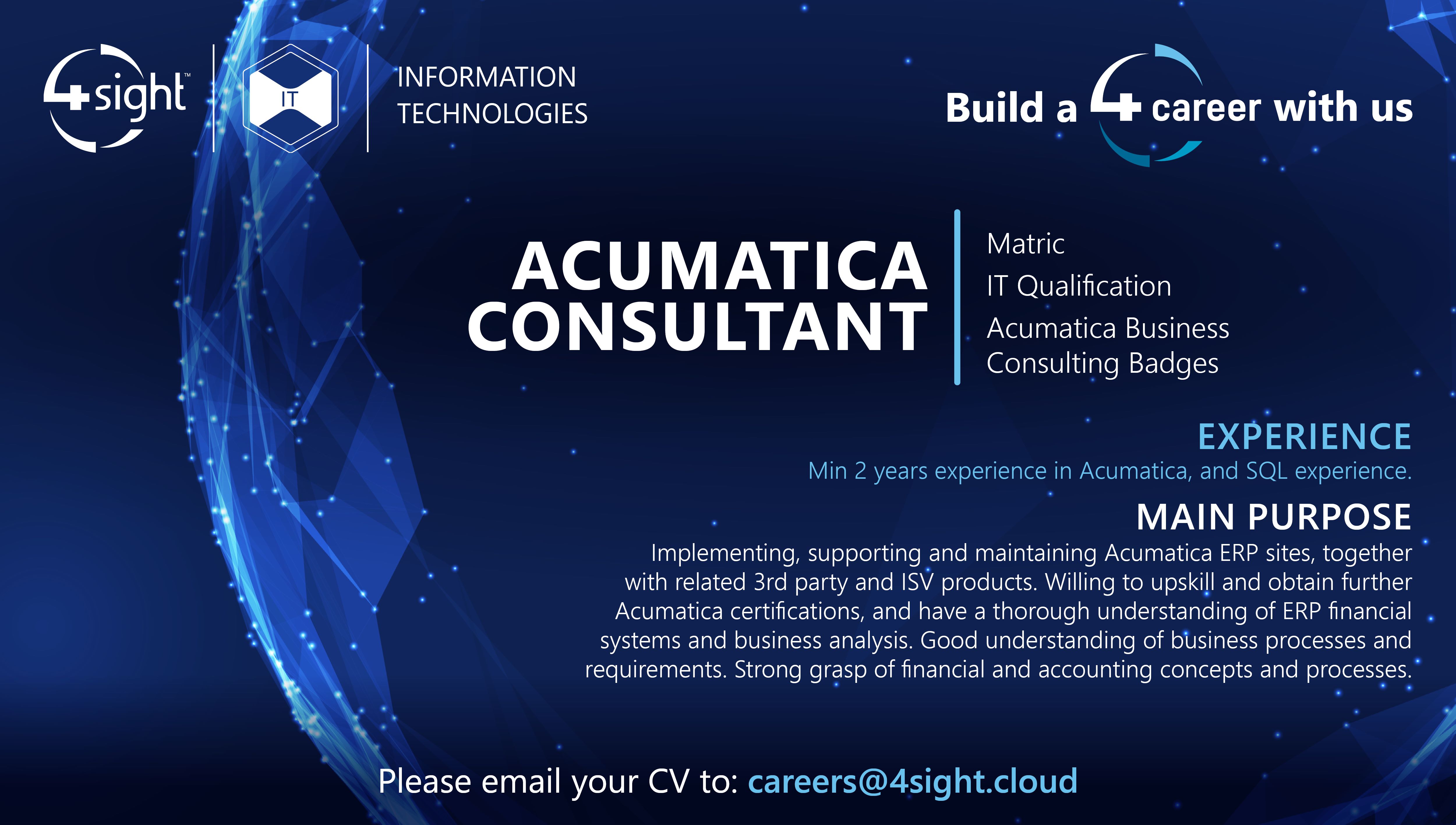 4Sight IT Acumatica Consultant Job Ad May2023