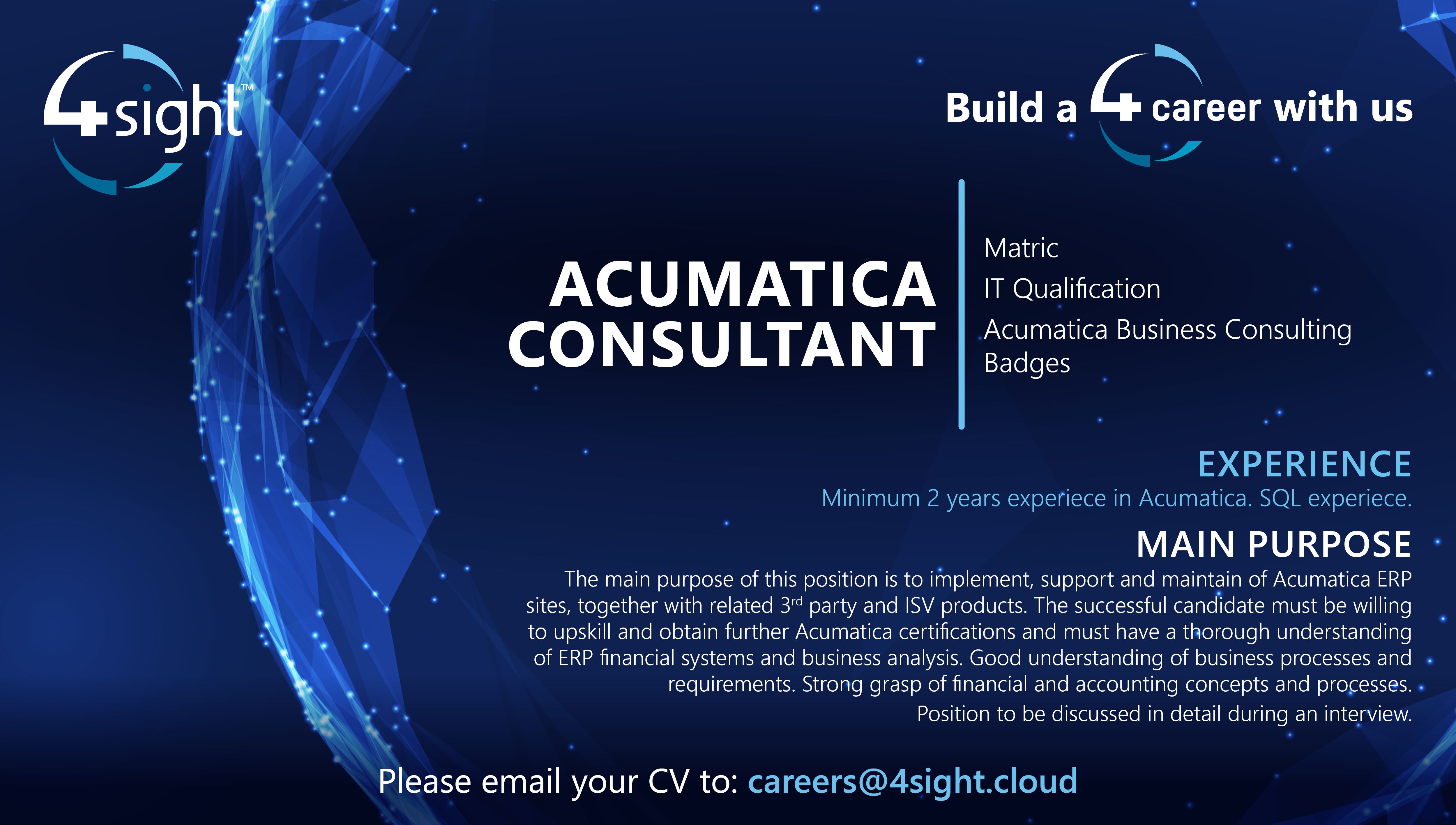 4Sight Nam Acumatica Consultants Vacancy May2024