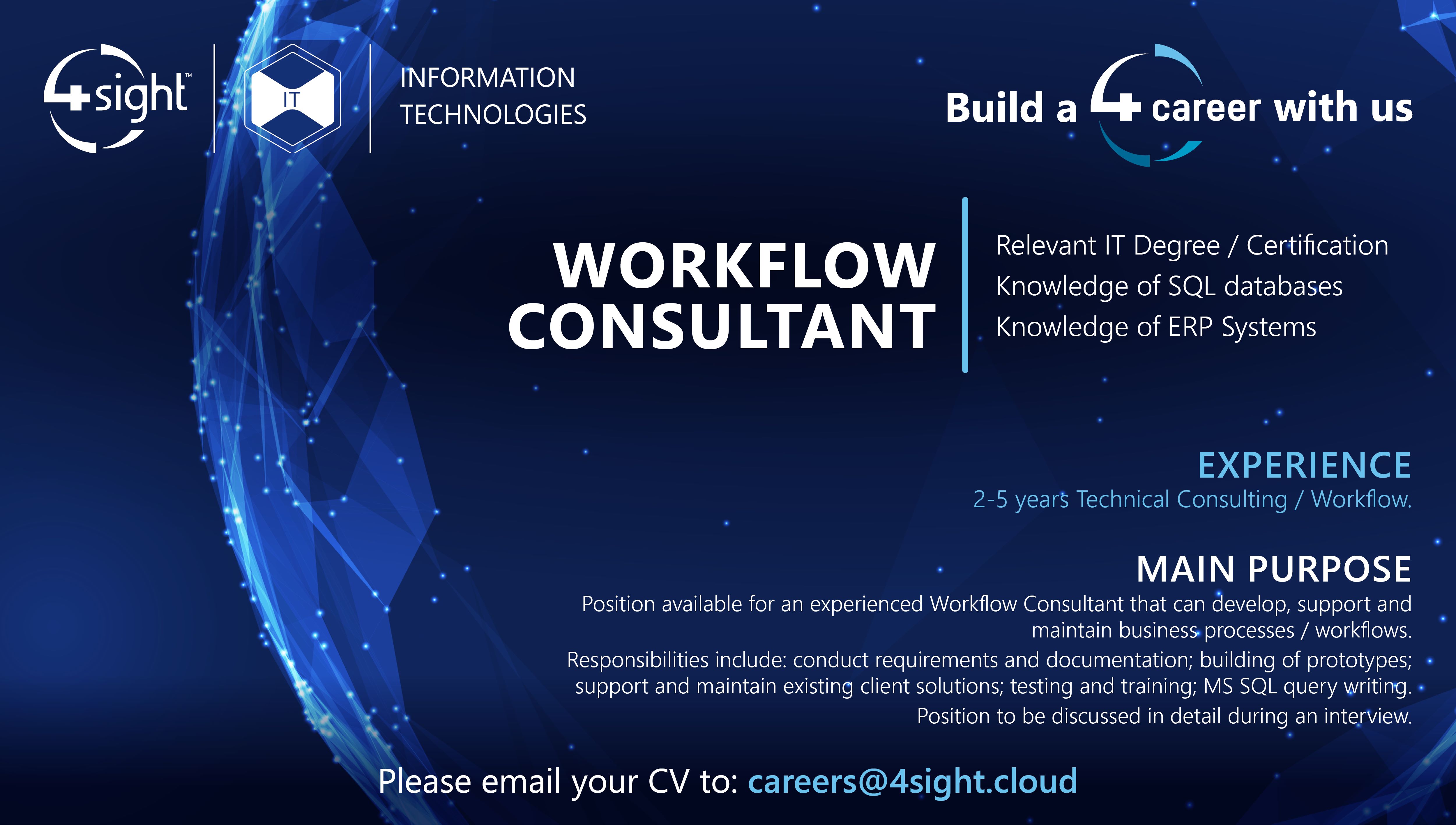 4Sight Vacancy IT WORKFLOW CONSULTANT Feb2024