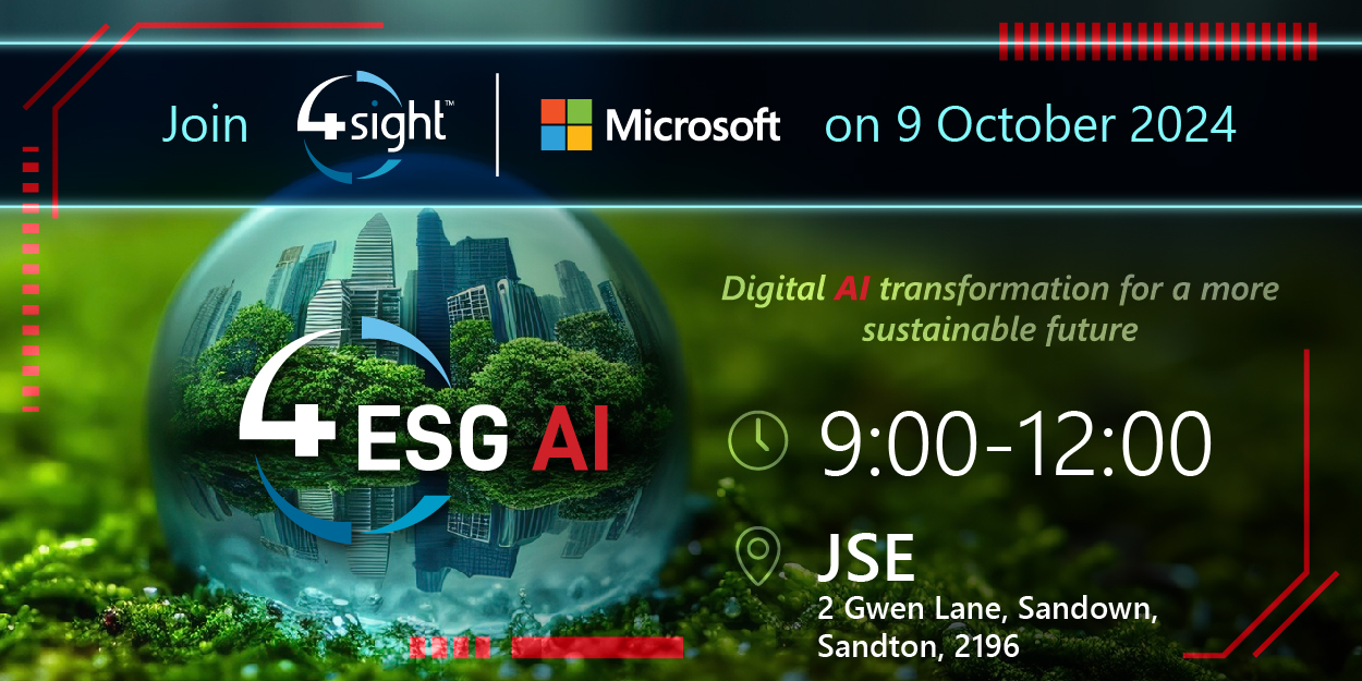 4Sight JSE 4ESG AI Event Mautic Invite Banner 9Oct2024 Digital AI Transformation