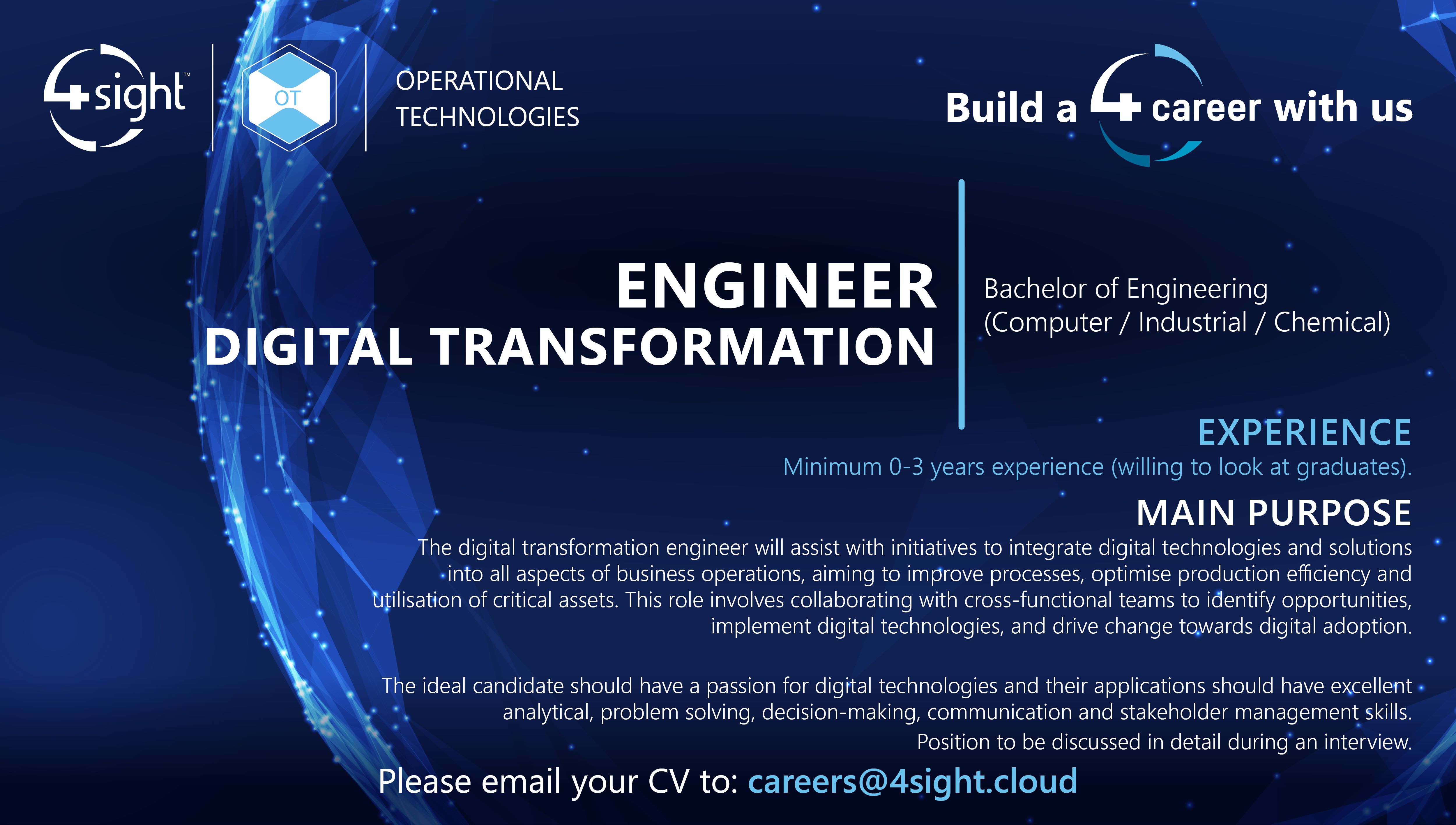 4Sight OT ENGINEER DIGITAL TRANSFORMATION Vacancy Jul2024